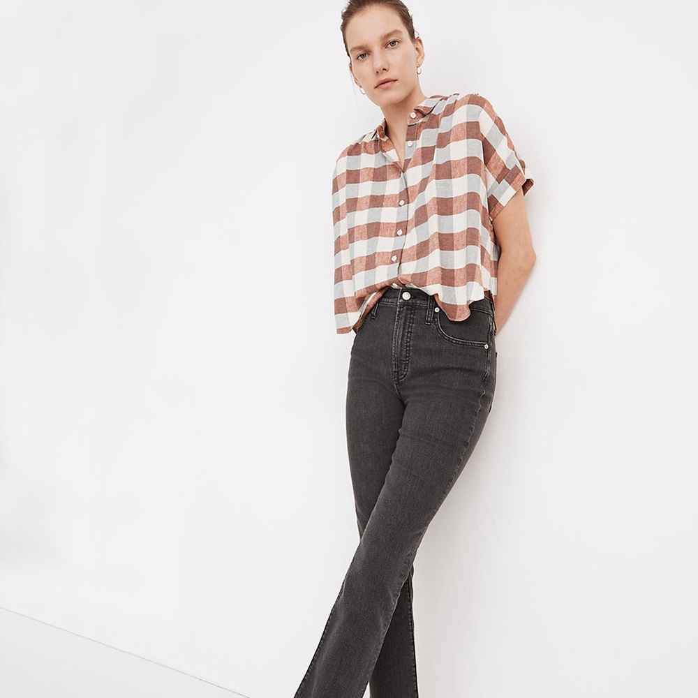 Linen-Blend Button-down Top